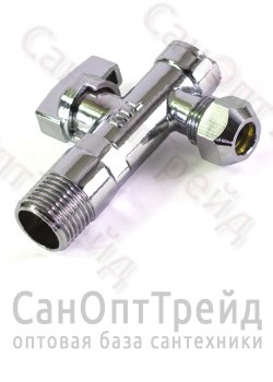 Кран угловой с отражателем и сеткой 10 х1/2" (Ц/НР) для подключения приборов 5808 хром TiM 20126136