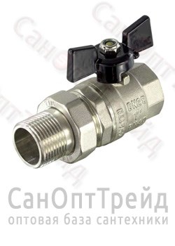 Кран шаровой усиленный АМЕРИКАНКА никелированный бабочка 3/4" АМ/НР полнопроходной TiM 20124516