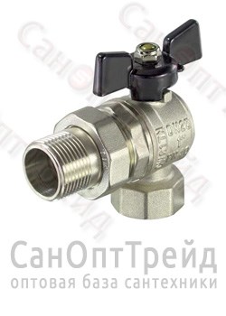 Кран шаровой усиленный АМЕРИКАНКА никелированный угловой бабочка 3/4" АМ/НР полнопроходной TiM 20124523