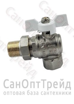 Кран шаровой усиленный АМЕРИКАНКА никелированный угловой бабочка белая 1/2" АМ/НР полнопроходной TiM 20124881