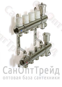 Коллекторная группа из латуни без расходомеров и кранов 1", 6 x 3/4" КВ006 TiM 20125700