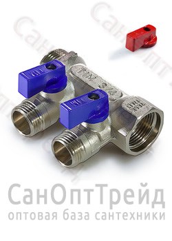 Коллектор с отсекающими кранами, под «конус» 3/4", 2 х 1/2" ТiМ 20124410