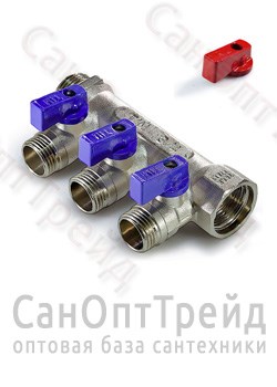Коллектор с отсекающими кранами, под «конус» 3/4", 3 х 1/2" ТiМ 20124411