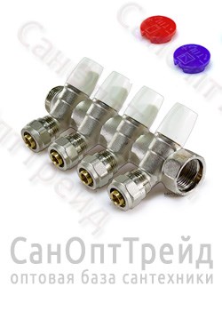 Коллектор с регулирующими вентилями МП 3/4", 4 х 16 TiM 20124417