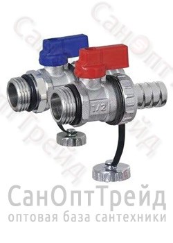 Кран шаровый коллекторный дренажный со штуцером и заглушкой 1/2" НР 310-2 TiM 20123103