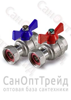 Кран шаровый коллекторный с накидной гайкой 1" НР 328-4 TiM 20125044