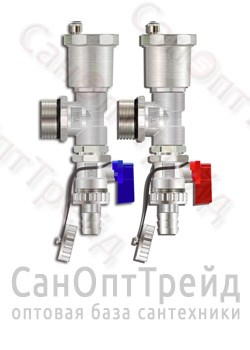 Тройник коллекторный с дренажным клапаном и воздухоотводчиком в сборе 1" 306-4 TiM 20125832