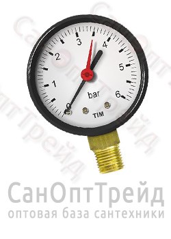 Манометр 1/4" вертикальный (радиальный) 6 бар 50мм TiM 20124853