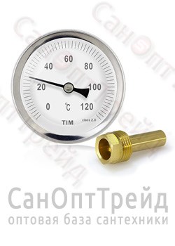 Термометр 1/4" с гильзой T=120°C 50мм TiM 20123075