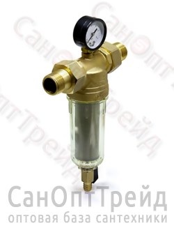 Фильтр тонкой очистки с манометром 3/4" НР/НР стекло TiM 20025707