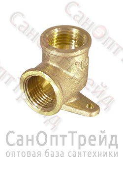Уголок с крепежом 1/2"х1/2" ВР/ВР латунь ТiМ 20124314