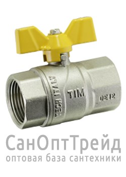 Кран шаровой ГАЗ усиленный никелированный бабочка 3/4" ВР/ВР полнопроходной TiM 20124555