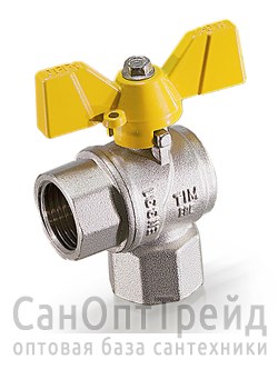 Кран шаровой ГАЗ усиленный никелированный угловой бабочка 1/2" ВР/ВР полнопроходной TiM 20124970