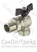 Кран шаровой усиленный АМЕРИКАНКА никелированный угловой бабочка 3/4