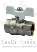 Кран шаровой усиленный никелированный бабочка белая 1/2