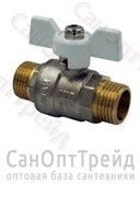 Кран шаровой усиленный никелированный бабочка белая 3/4